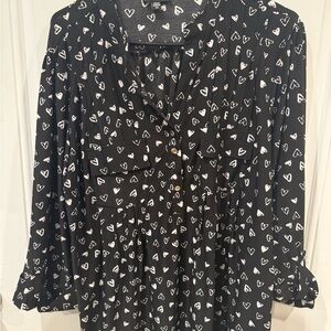 Cocomo Black and White Heart Blouse